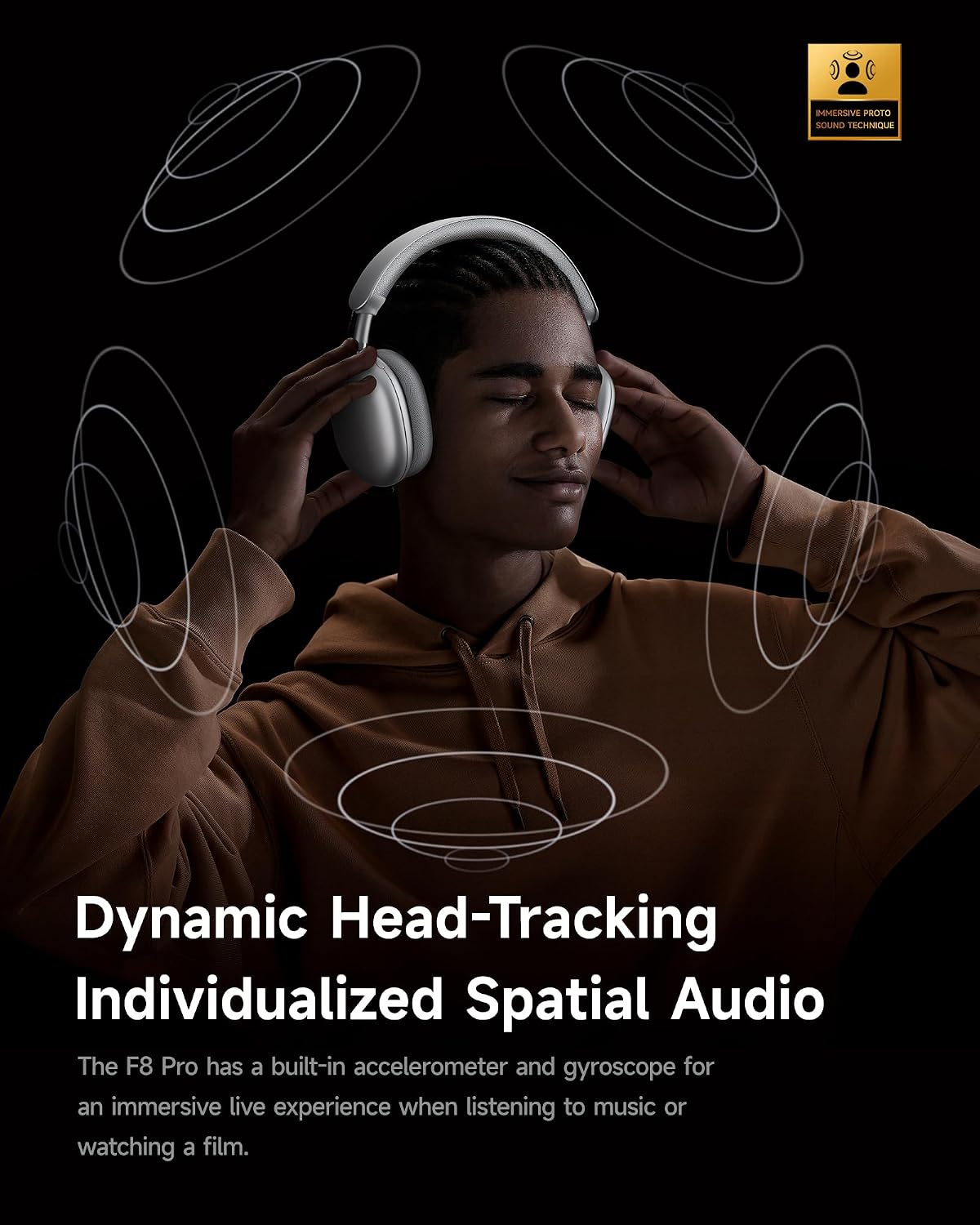 Casque sans fil circum-auriculaire Picun F8 Pro - Réduction de bruit hybride - 140 heures d'autonomie - Bluetooth - Argent