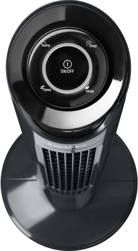 tectake® Grand ventilateur avec télécommande - 110 cm - Ventilateur oscillant à 3 vitesses - Ventilateur colonne - Ventilateur sur pied silencieux avec différents modes de ventilation + minuterie - Rafraîchisseur d'air - Noir