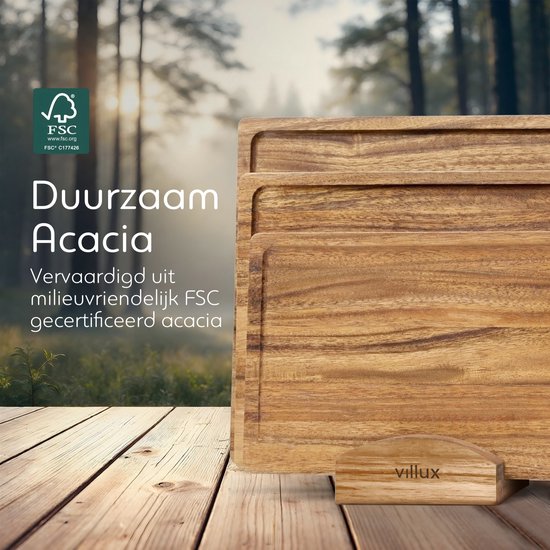 Planche à découper Villux - Lot de planches à découper avec support - Planche à découper en bois - Planches à découper - Planche à découper en acacia - Planche à découper en bois - Lot de planches à découper - Planche à tapas - Planche à apéritif - Planch