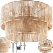 tectake® Plafonnier style Boho- Lampe pendante avec abat-jour en jute - 40W