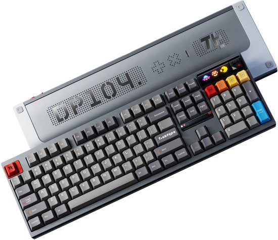 Clavier Ticktype DP104 pour la maison/le bureau, USB + RF sans fil + Bluetooth, anglais américain, gris
