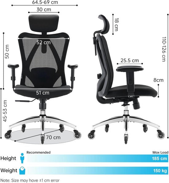 Sihoo M18 PRO : chaise de bureau ergonomique - soutien lombaire réglable - tissu maillé respirant - noir