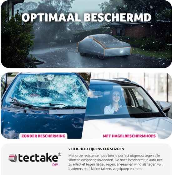 tectake® - Housse de voiture imperméable et respirante - Protection contre la grêle - 431x 165x 120cm - Medium - 405167