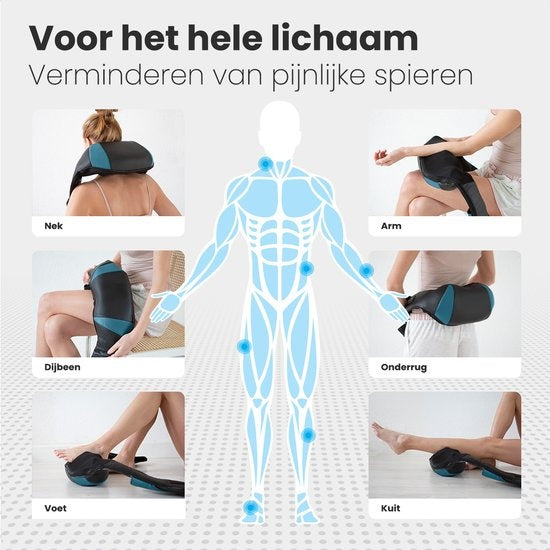 Coussin de massage shiatsu Auronic - Appareil de massage électrique pour la nuque - Appareils de massage - Appareil de massage pour la nuque et les épaules - Infrarouge - Noir/Bleu