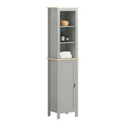SoBuy Meuble colonne de salle de bain - 1 porte - 3 étagères - 39 x 30 x 169 cm - Gris