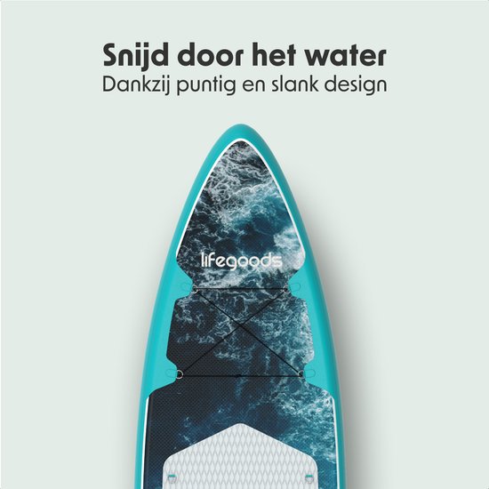 Planche de SUP LifeGoods Touring - avec siège - capacité de charge de 165 kg - 365 x 76 cm - gonflable - kit SUP complet - bleu foncé