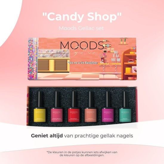 Moods Gellac 6-Piece Set - Gel Nail Polish - 8ML - Take me to the Candyshop Edition - Gellac - Nails - Gel Polish Starter Pack - Summer Colours