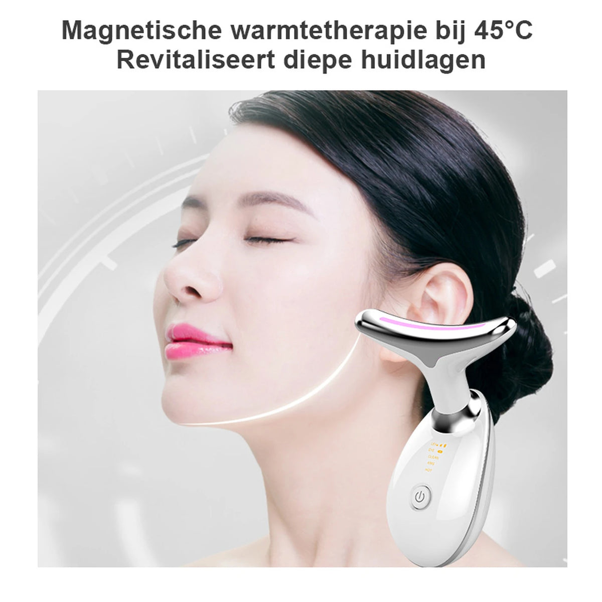 Appareil de massage pour la nuque Sunluxy ES-1081 – Micro-courant EMS, lumière LED 7 couleurs et fonction chauffante à 45 °C – Soins du visage et de la nuque – 16,2 x 13,2 x 5,8 cm