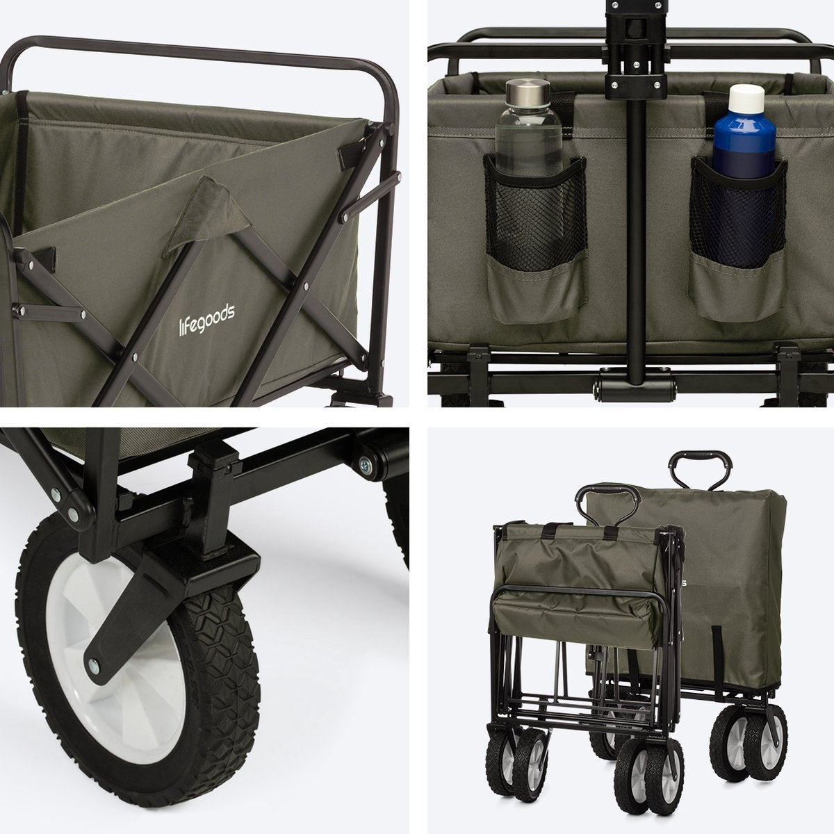 Chariot pliable - LifeGoods - Charge max 70 kg - 59cm x 98cm - vert