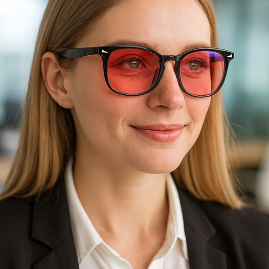 LC Eyewear Lunettes d'ordinateur - Lunettes à lumière bleue sans force - Lunettes à lumière bleue - Lunettes d'écran carrées - Lunettes unisexes sans force - Rouge