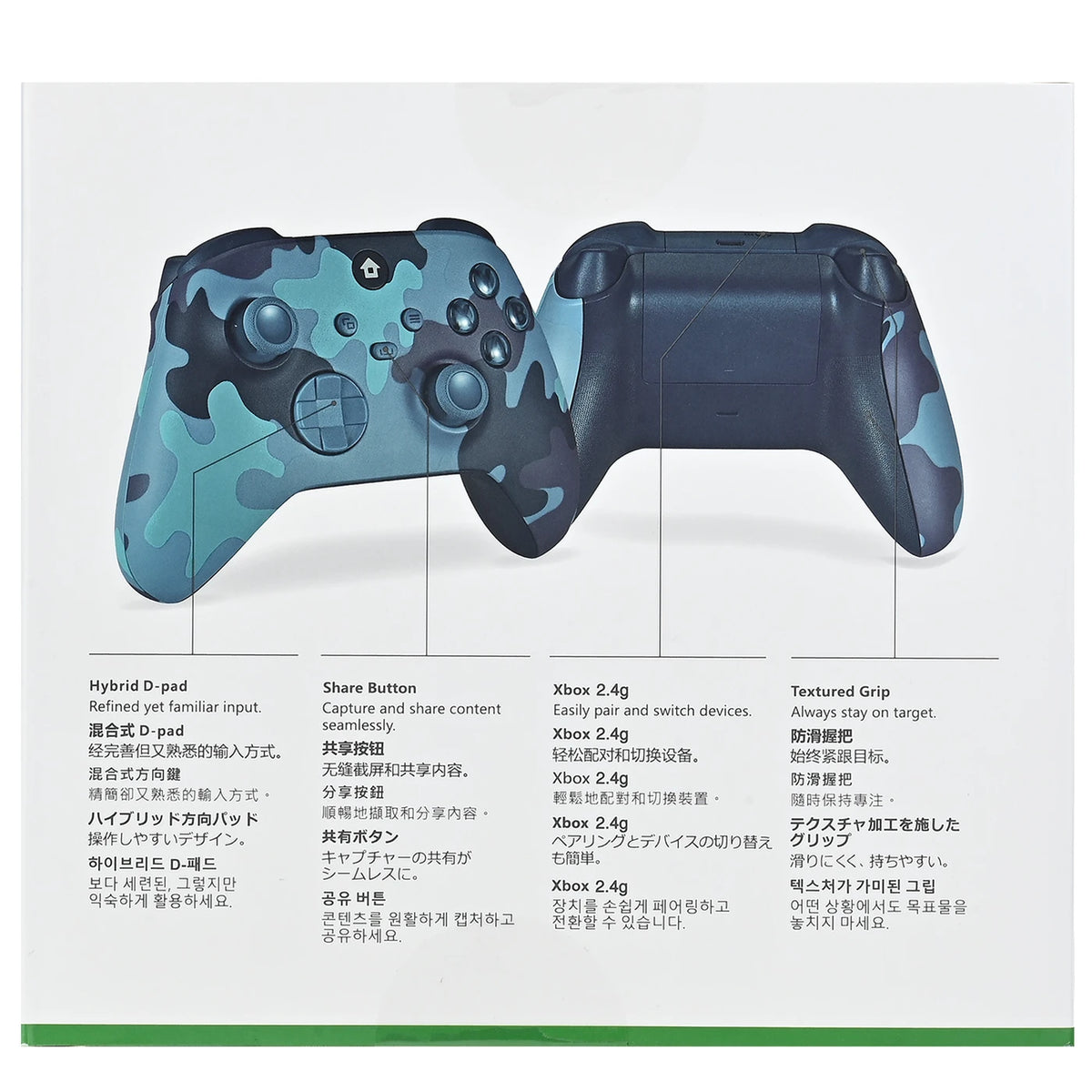 Manette de jeu sans fil Rexsun WR007 - Bleu camouflage - 2,4 GHz, Xbox One/PC, fonction de vibration