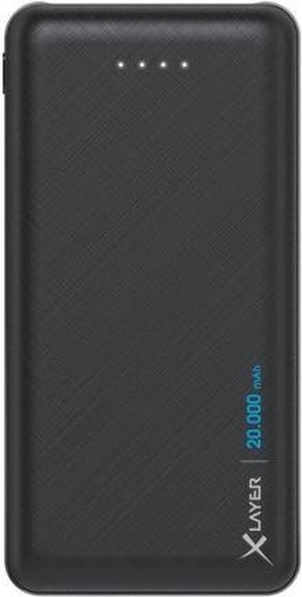 Xlayer Powerbank Micro Black - Batterie externe LiPo de 20 000 mAh - 2 ports USB - 1 entrée USB-C - noir