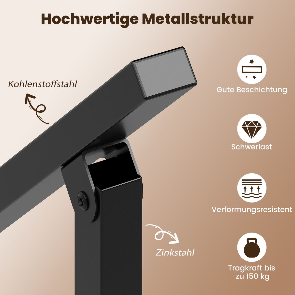Mains courantes Coast - fixation latérale - angle réglable - noir - 70 cm