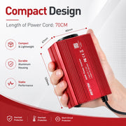 Convertisseur BESTEK 300 W 12 V vers 230 V – 2 ports USB et prise de courant – Pour voiture, camping-car et en déplacement – Rouge