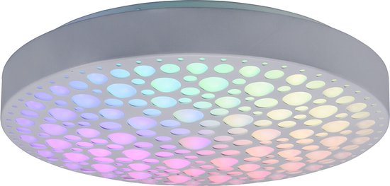 Reality - Lampe de plafond LED - Plafonnier - 22W - Couleur réglable - RGB - Télécommande - Dimmable - Rond - Blanc - Plastique