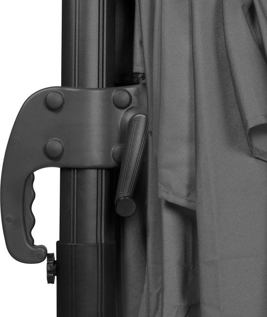 VONROC Premium Parasol flottant Pisogne 300x300cm - Avec tuiles de remplissage, base transversale et housse de protection - Parasol carré - Rotation 360° - Inclinaison - Toile résistante aux UV - Gris