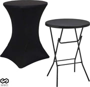 Infinity Goods Stevige Zwarte Statafel Incl. Zwarte Statafelrok - Partytafel - Robuust en Weersbestendig - Inklapbaar - 80cm x 110cm - Feest
