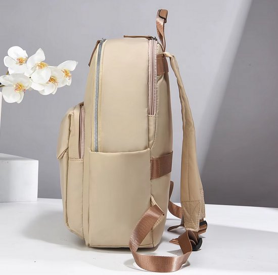 Sac à dos pour femme, sacoche pour ordinateur portable 14 pouces - 15 L - 39 x 24 x 12 cm - Kaki