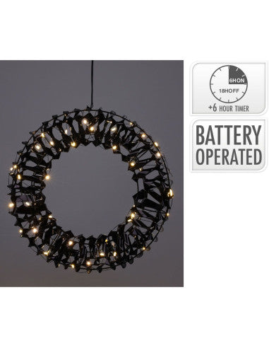 Couronne lumineuse - Noir - 30 cm - 50 led