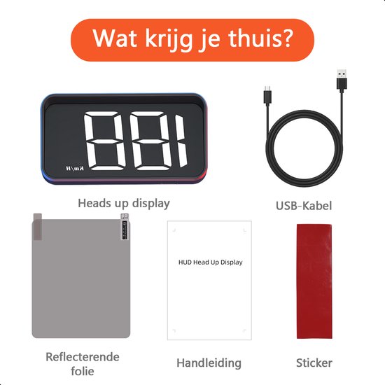 Tech Essentials® Tachymètre GPS pour voiture HUD - USB-C - Blanc | Affichages tête haute