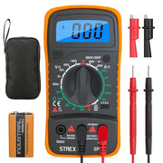 Strex Digital Multimeter - AC / DC - Batterie Duracell 9V, pince et étui de rangement inclus - Multimètre