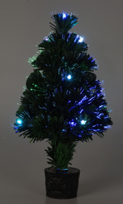 Sapin de Noël avec lumières en fibre optique - 45 cm - Vert