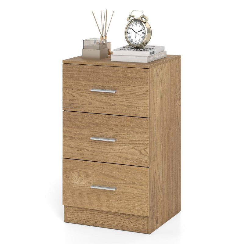 Table de chevet Coast - Commode en bois à 3 tiroirs - Design moderne - Naturel 38 x 35 x 66 cm
