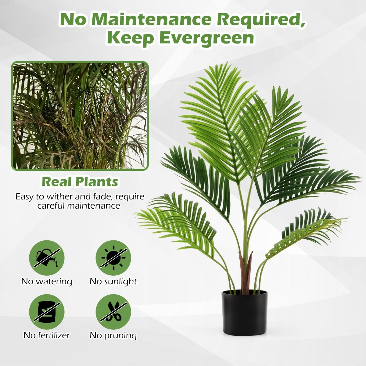 Ensemble de palmiers Areca artificiels Coast - 2 pièces - aspect réaliste - sans entretien - vert - 90 cm