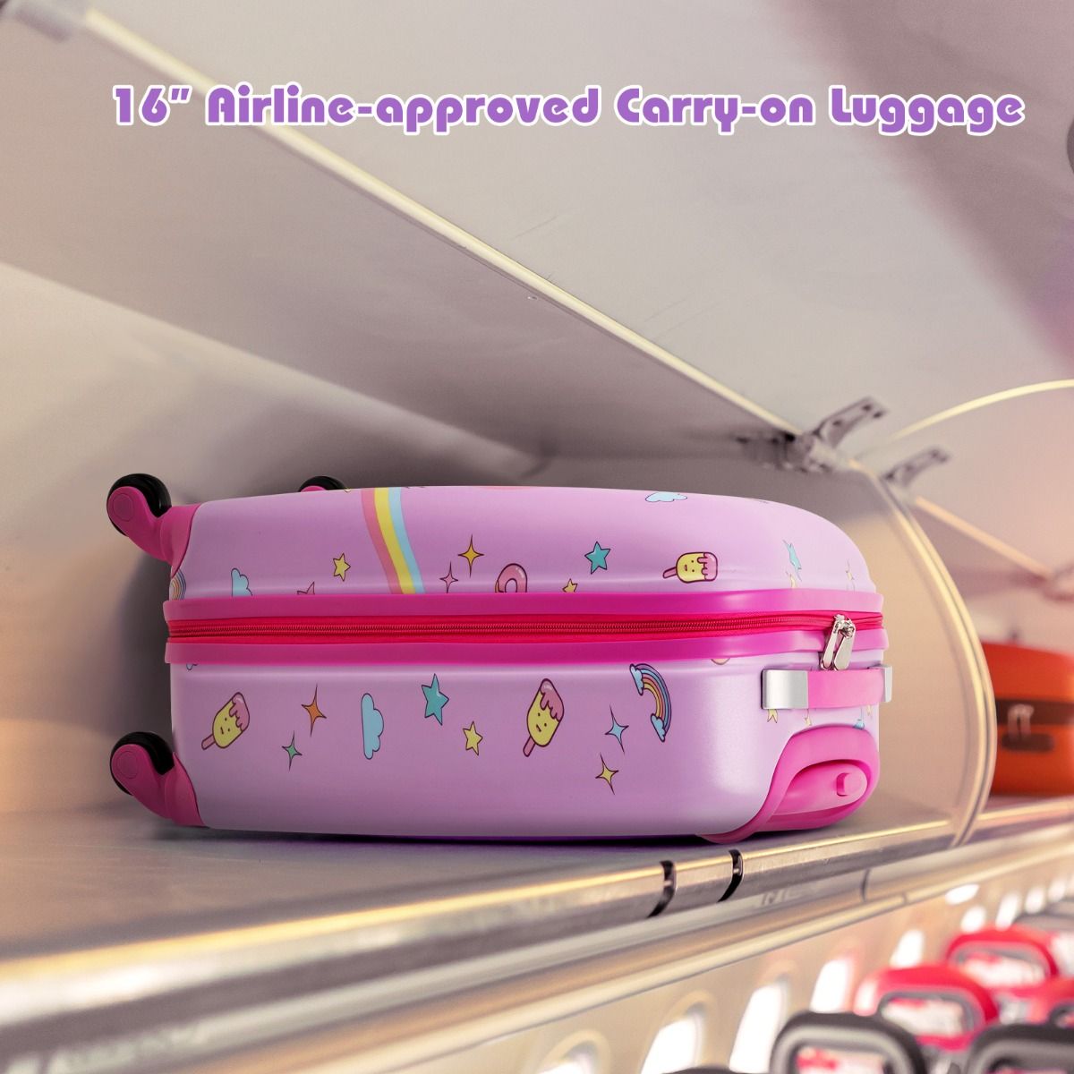 Coast Suitcase Set for Kids 4-Piece - Trolley Backpack Neck Cushion Lunch Bag - Pink Unicorn