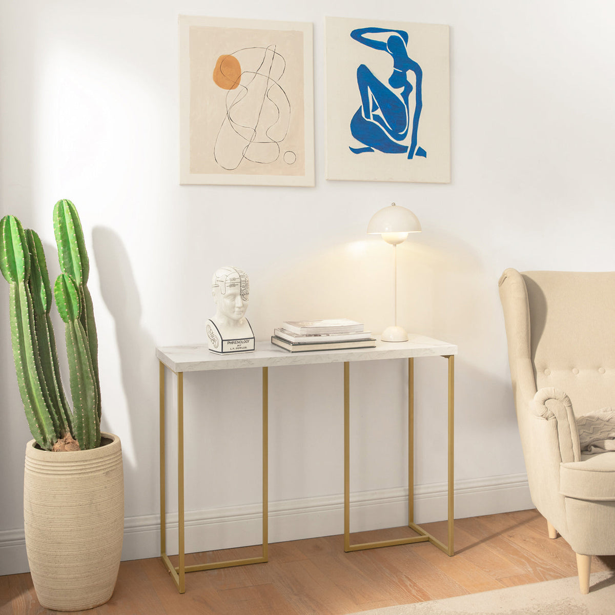 SoBuy Table d'appoint - Haute qualité - Structure en fer - 100 x 40 x 80 cm