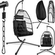 tectake® - Chaise suspendue Ariane avec support et coussins 160kg - noir - 404981