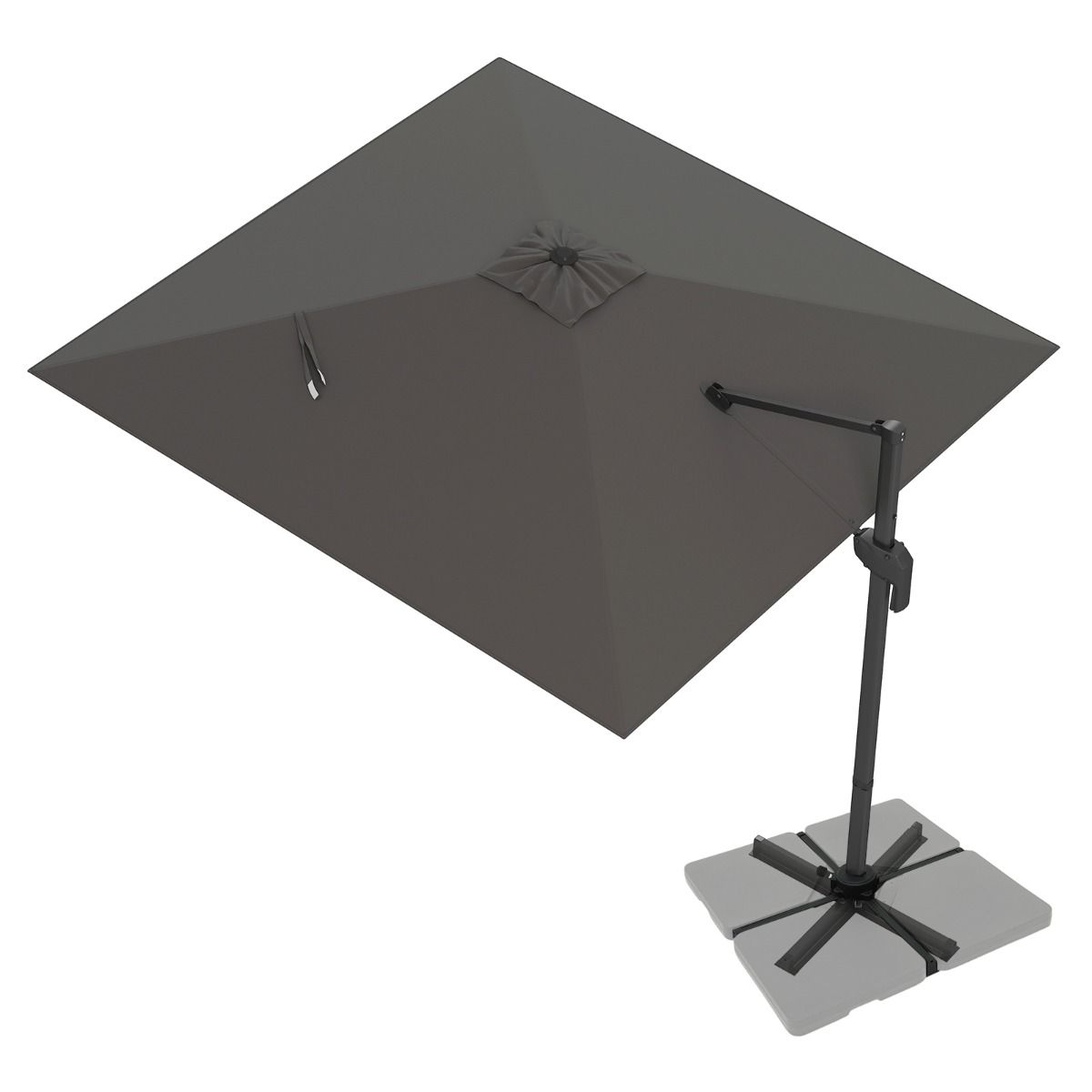 Parasol carré Coast - pivotant à 360° - inclinaison réglable - gris 300 x 300 cm