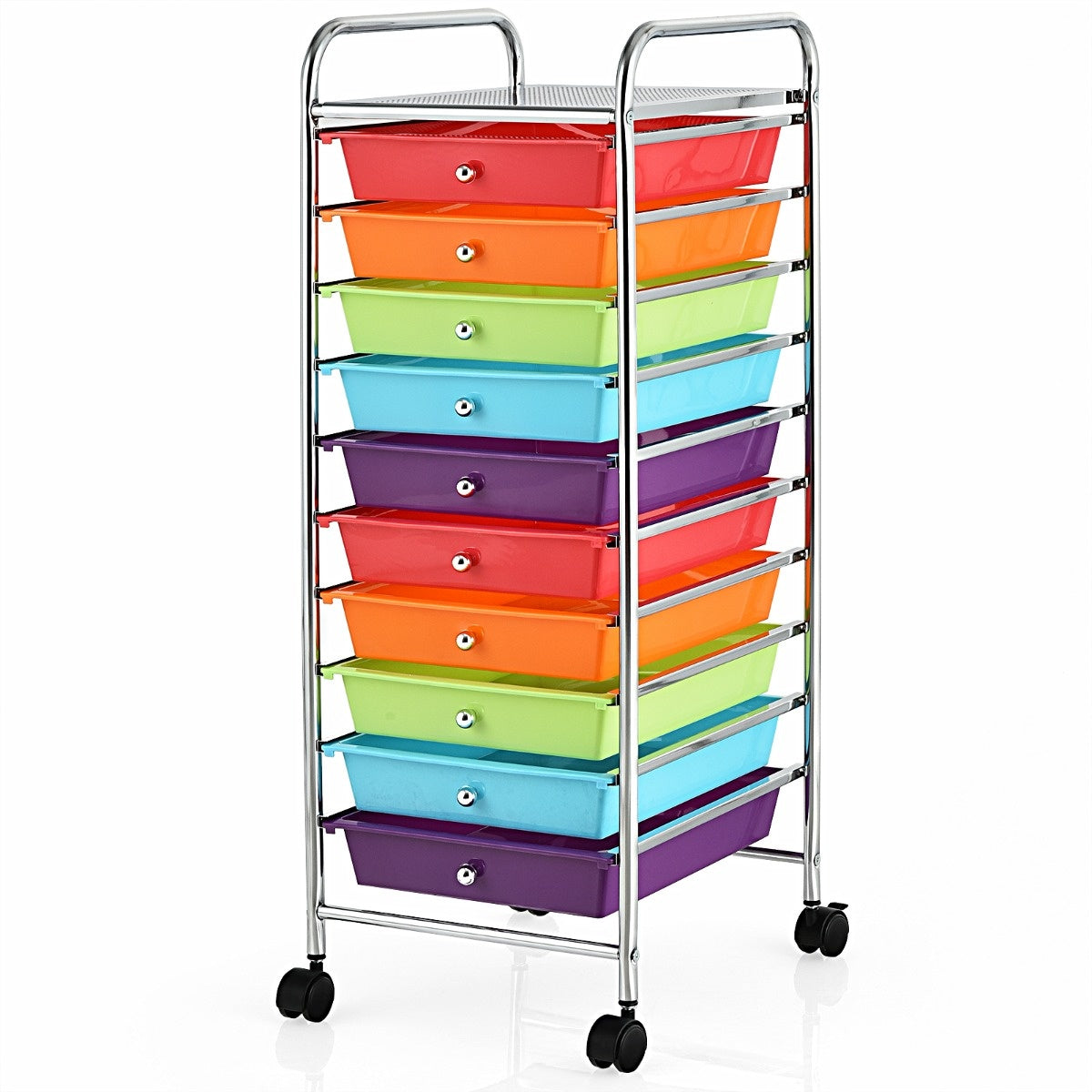 Coast Trolley Conteneur à rouleaux pour salle de bains Chariots latéraux avec 10 tiroirs 33 x 37 x 86 cm rouge + violet