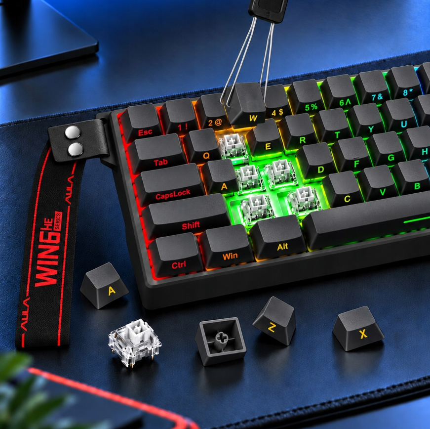 Clavier gaming AULA WIN60 HE - Compact 60 % - Commutateurs magnétiques - 8 000 Hz - Rapid Trigger - RGB - 30,2 x 10,9 cm