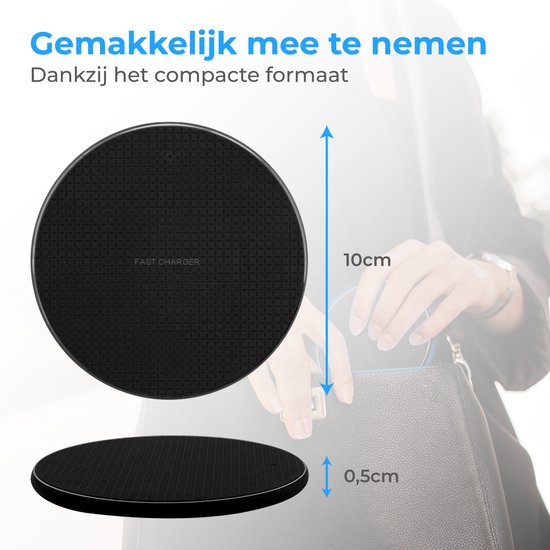 Nuvance Wireless Charger 10W - Câble inclus - Chargeur sans fil - Chargeur rapide - Convient à tous les smartphones rechargeables sans fil