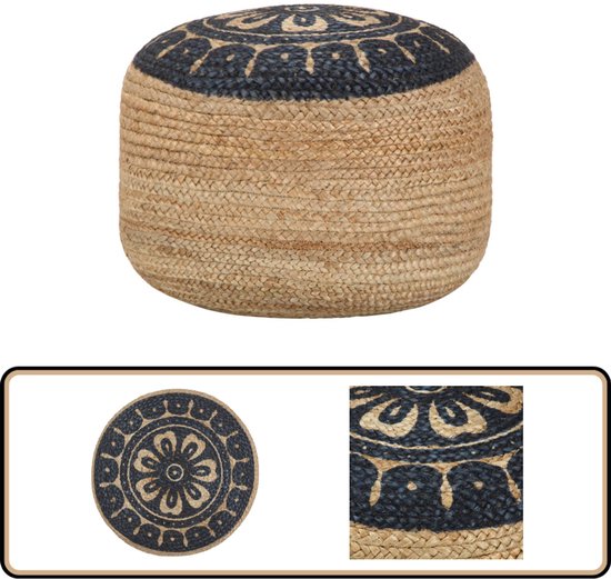 vidaXL - Pouf - fait main - 45 x 30 cm - jute - bleu