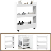vidaXL - Étroit - Chariot de rangement - 3 tiroirs - Blanc - Bois traité
