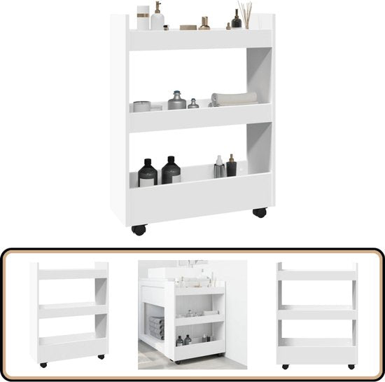 vidaXL - Étroit - Chariot de rangement - 3 tiroirs - Blanc - Bois traité