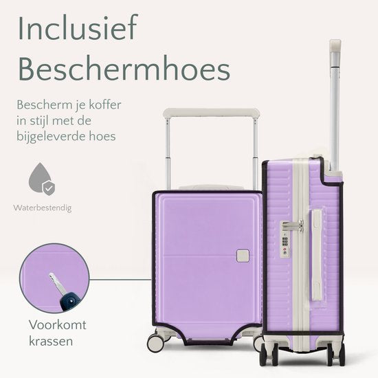 Skycases City Walker - Valise de voyage moyenne 77L - Légère et résistante - Roues pivotantes à 360° - Verrouillage TSA d'origine - Housse de protection et pochette humide incluses - 66 x 45 x 26 cm - Violet