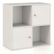 Bibliothèque Coast à 4 compartiments - avec dispositif anti-basculement - 2 portes - blanche - 60 x 29 x 60 cm