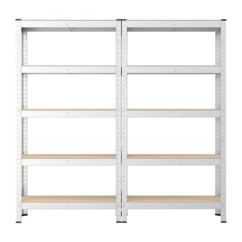 Ensemble de 2 étagères de rangement Joyfurnos - Argent - 5 tablettes par étagère - 650 kg par étagère - Montage sans vis - 75 x 30 x 150 cm