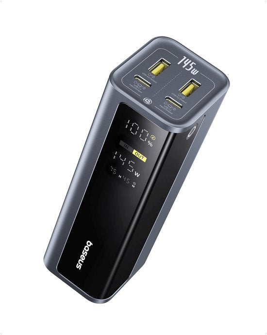 Batterie externe Baseus EnerGeek - 145 W, 20 800 mAh, pour ordinateur portable - - Chargeur portable - Batterie externe avec 2 ports USB-C PD 3.0 (100 W max.) pour une recharge rapide, écran numérique, compatible avec MacBook Pro, Dell, HP, SteamDeck, iPh