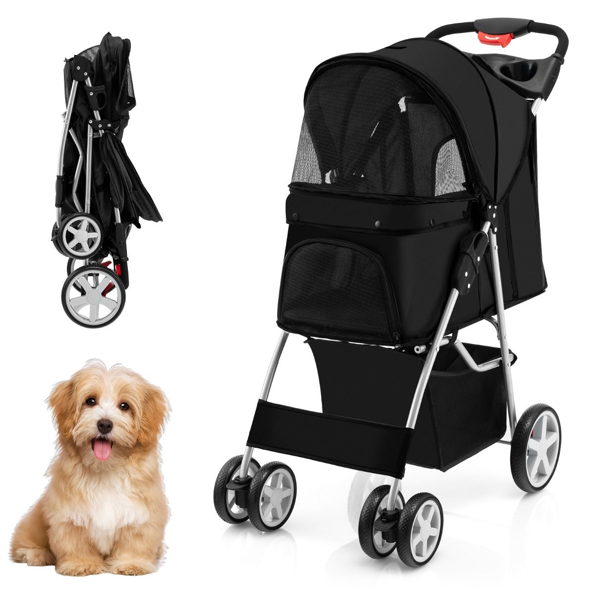 Coast Dog car pet buggy jusqu'à 15 kg 81 x 45 x 101 cm noir