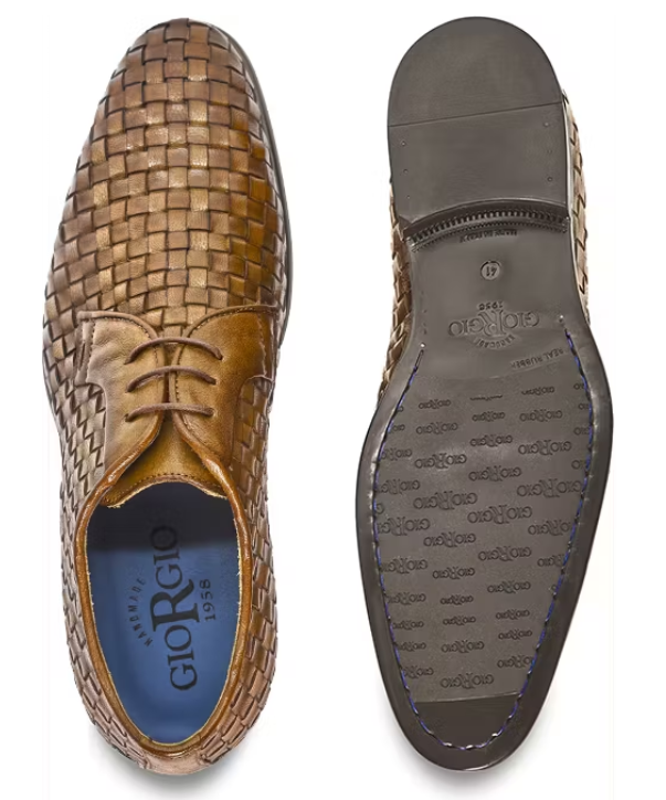 Giorgio Bufalino Chaussures en cuir tressé - Cognac - taille 47 - Style et luxe à l'italienne