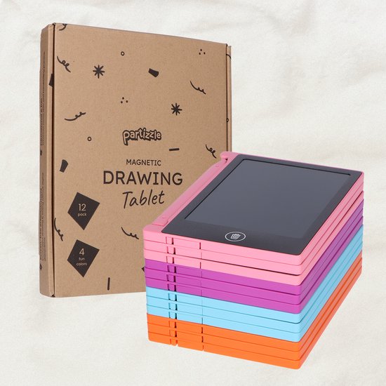 Partizzle 12x Tableau à dessin magnétique pour enfants - Mini tableau noir / Tablette à dessin LCD avec écran - Dessin créatif - Cadeaux d'entreprise Tableau de dessin éducatif - Petits cadeaux d'entreprise - Grabbelton Treat Gifts - 11 cm / 4 Couleurs