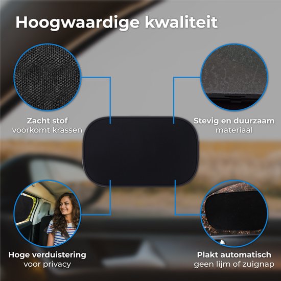 Nuvance - Pare-soleil voiture bébé - 2 pièces - avec protection UV pour bébé et enfant - Protection solaire vitres latérales - Autocollant - Taille unique - Noir
