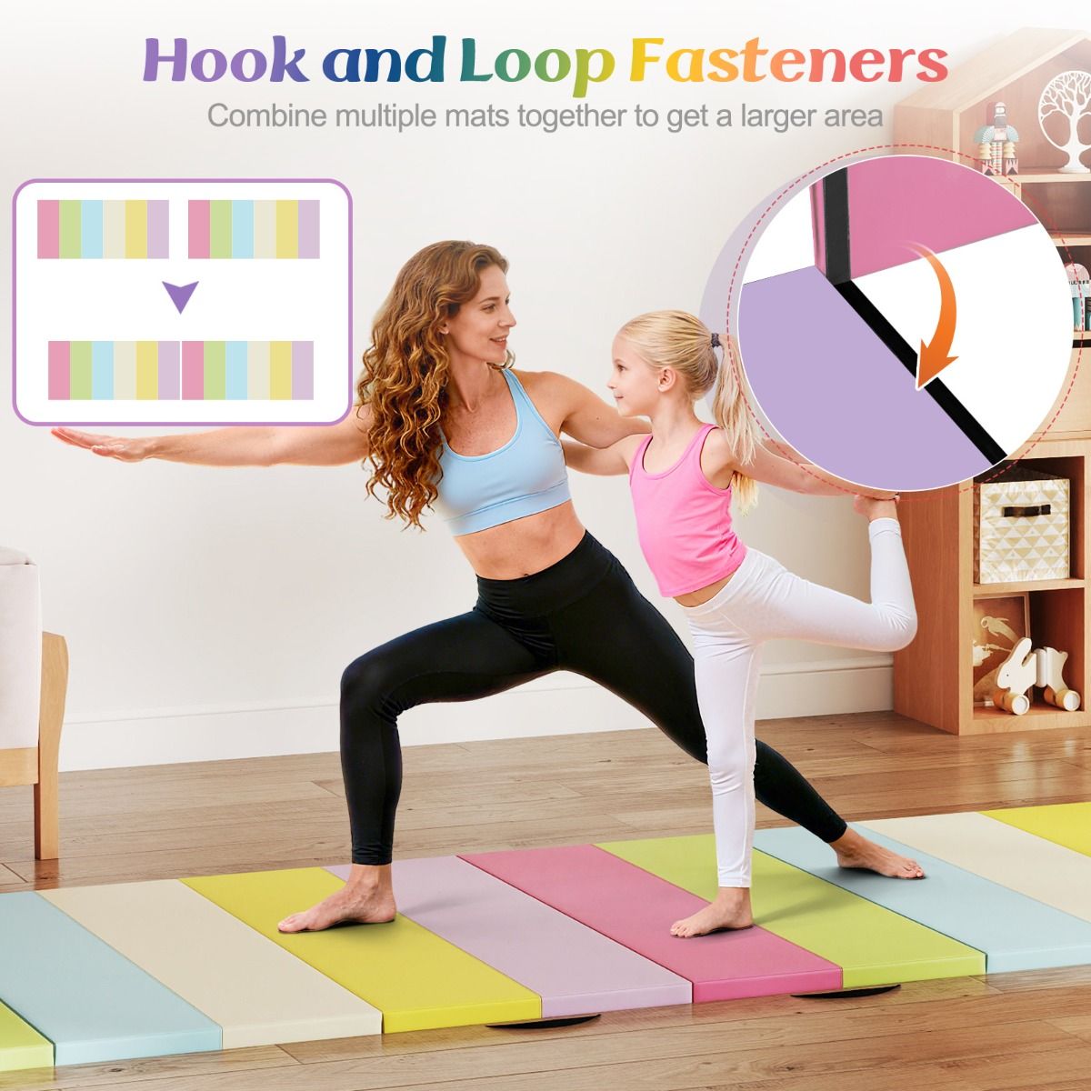 Tapis de gymnastique pliable Coast - En trois parties - Portable et léger - Multicolore 180 x 120 x 4 cm
