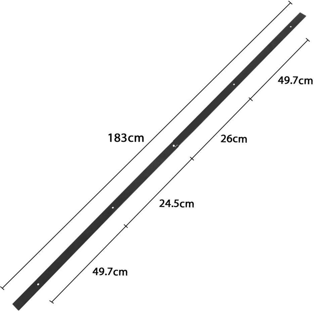 Yaheetech Ensemble de quincaillerie pour portes coulissantes 183 cm - équipé de roulettes en acier au carbone, de butoirs de porte et d'un guide de sol - pour portes en bois et en métal - fer noir - 183 x 23 x 5,5 cm
