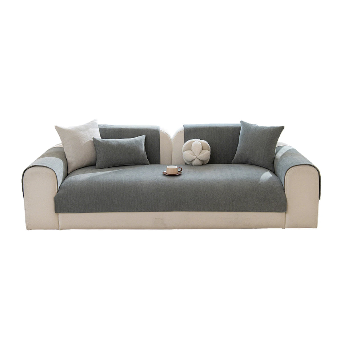 Housse de canapé Ochama pour la partie assise uniquement - Antidérapante - 70 x 180 cm - Polyester - Gris