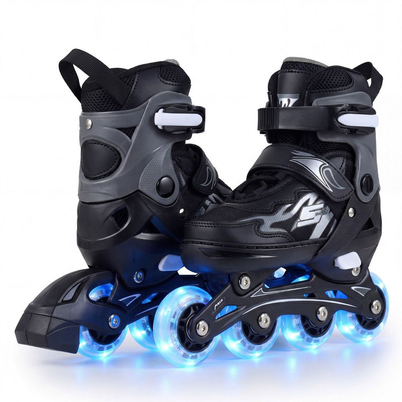 Rollers pour enfants Coast - Réglables sur 4 positions - Roues à LED - gris
